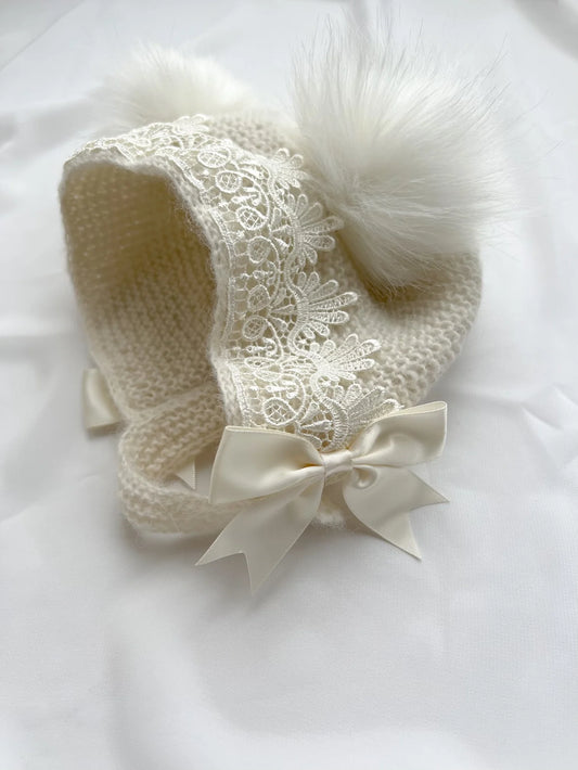 IVORY FUR DOUBLE TROUBLE BONNET