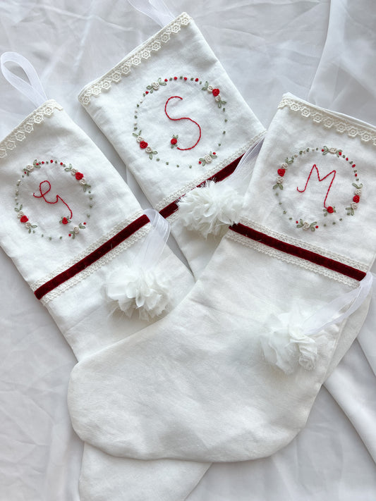 Hand Embroidered Christmas Stocking