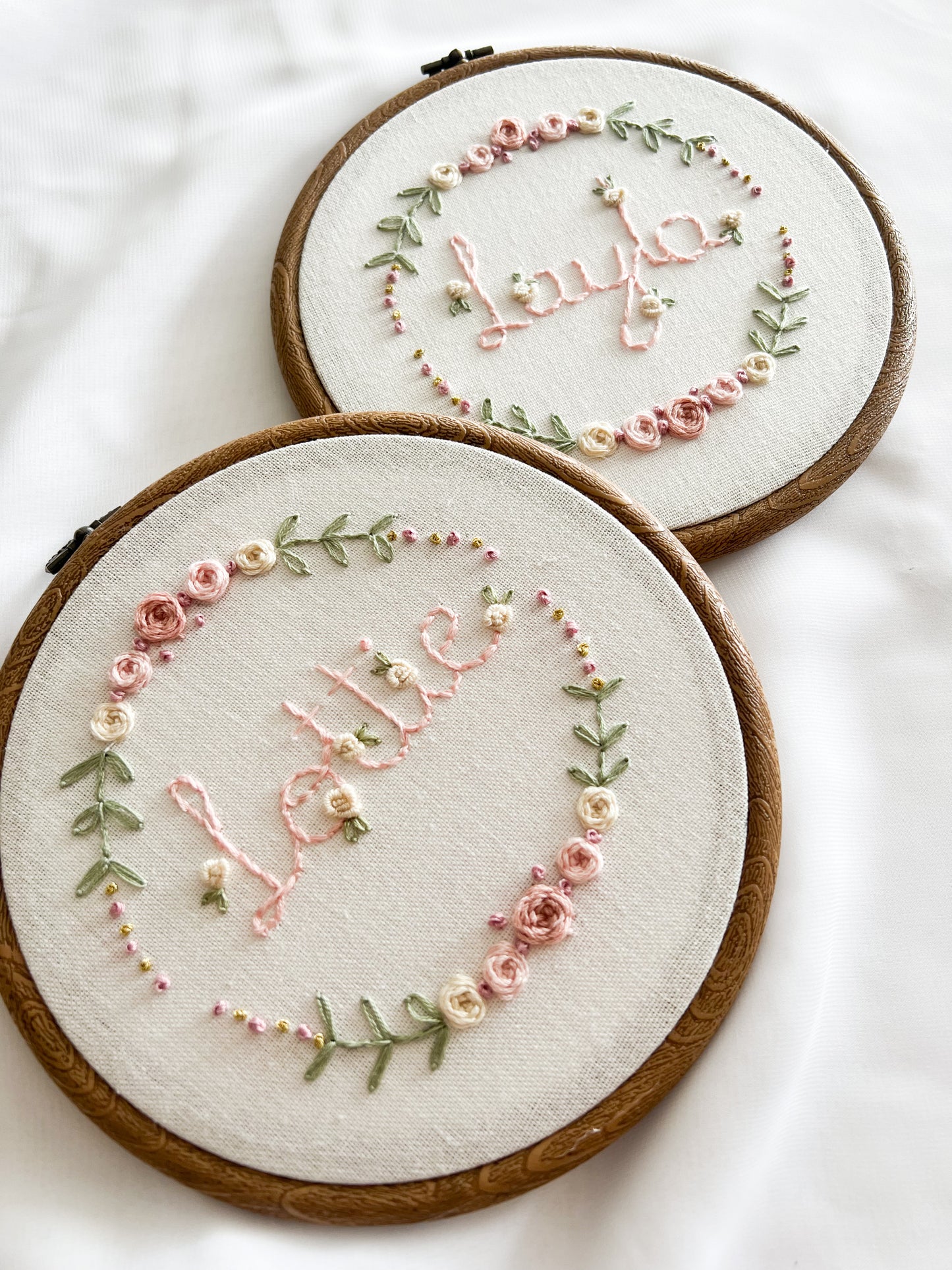 Floral Name Hand Embroidered Hoop