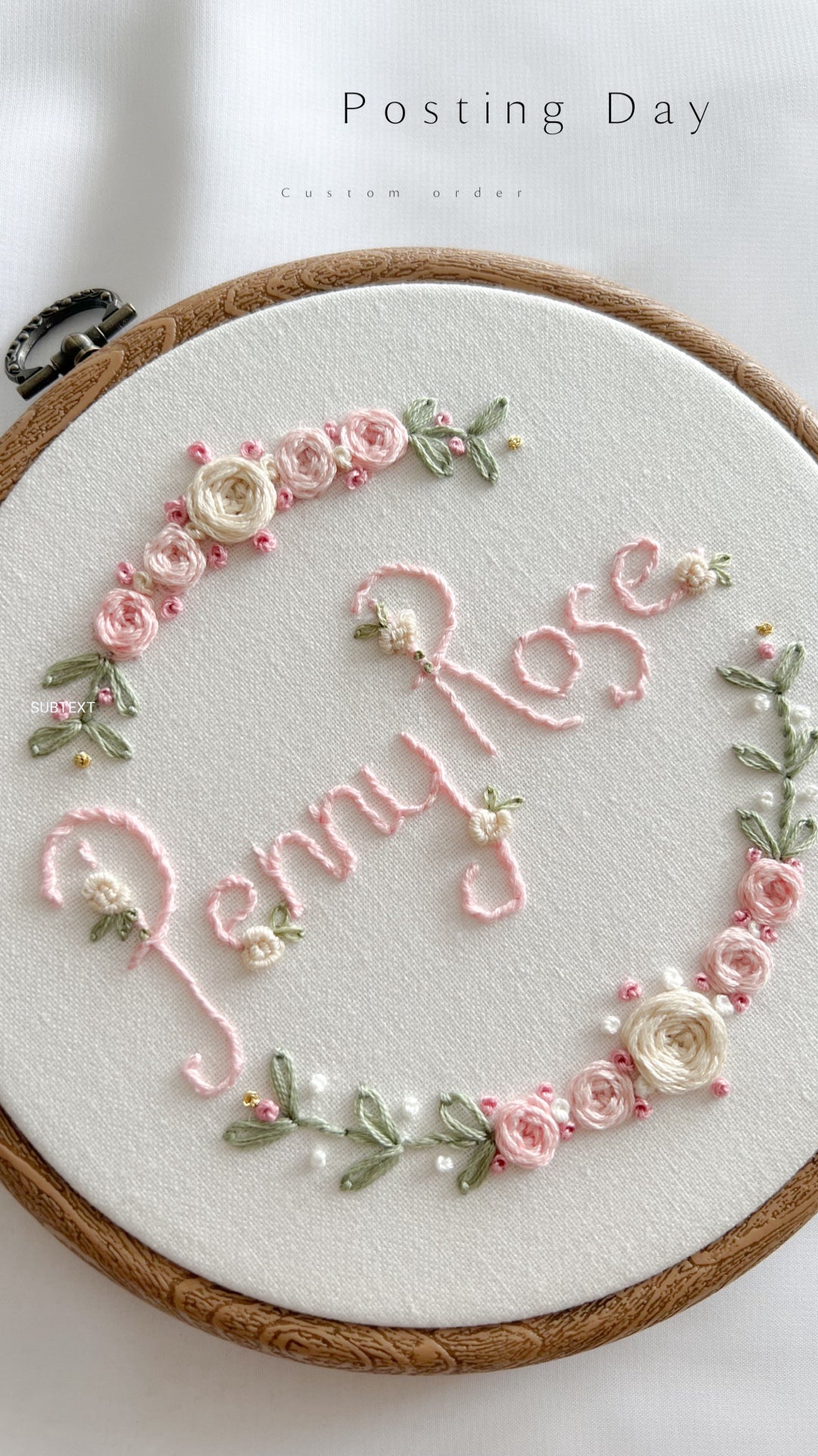 Floral Name Hand Embroidered Hoop